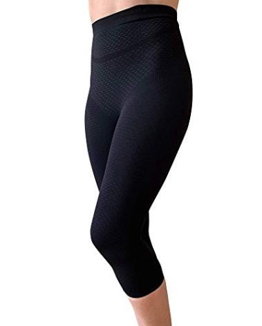 Bioflect® Capri Compression Leggings with Bioactive Fibers and Raised Massaging Knit for Support and Comfort - Black M/L