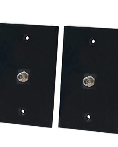BOPLAT Coax Cable Wall Plate Grossy Black - 1 Port Coaxial TV Outlet Cover Plate 1 Gang for Cable TV/Antenna(2-Pack)