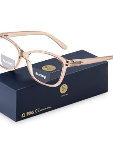 EASY READ Bifocal Reading Glasses for Women,Blue Light Blocking Computer Readers,Anti UV Women Eyeglasses with Spring Hinge(Magnification 2.25,Brown)