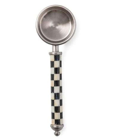 MACKENZIE-CHILDS Supper Club Coffee Scoop, Cute Measuring Scoop for Coffee or Tea Leaves, Coffee-Bar Accessory, Black-and-White Courtly Check