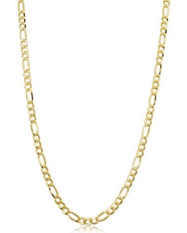 Kooljewelry Unisex Figaro Chain Necklace - 14k Gold Filled Solid Figaro Link Chain Necklace