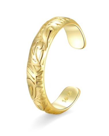PLOMFOV 14K Gold Filled Gold Toe Rings for Women Adjustable Toe Rings Non Tarnish Solid 14K Real Gold Toe Ring Coast