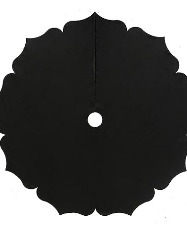 Christmas Tree Skirt,56 inch Classic Non-Woven Fabric Black Tree Skirt,for Xmas Tree and Holiday Indoor Decoration(Black, Large)