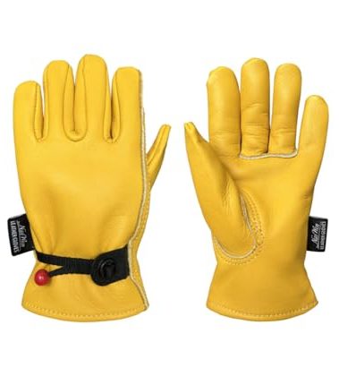 Nuo Wen Kids Genuine Leather Work Gloves, Large, Green