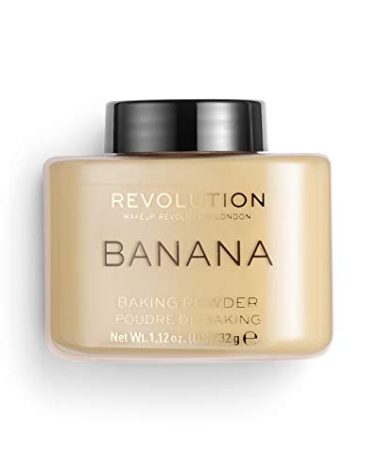 Makeup Revolution Loose Baking Powder, Make Up Setting Powder, Long Lasting Coverage, Reduces Shine, For Medium Skin Tones, Banana, 32g