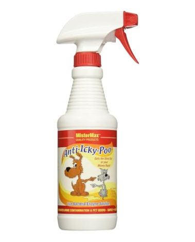 Mister Max Anti Icky Poo Spray - Enzyme Cleaner & Urine Odor Remover for Pets, Animal Urine Enzyme Cleaner & Tough Odor Remover - 1 Pint (16 oz)