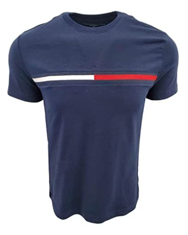 Tommy Hilfiger Mens Regular Short Sleeve Logo T-Shirt (Medium, Navy (Navy Logo))