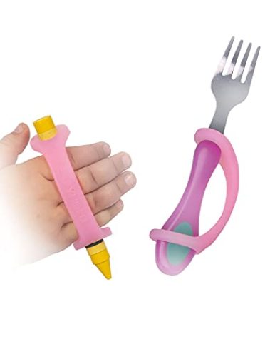 EazyHold Pink Silicone Non-Slip Adaptive Grip Aid, Universal Cuff Assistive Strap for Occupational Therapy, ALS, Cerebral Palsy, Special Needs, Pediatric Stroke, Easy Grip Hold Handle 2-Pack 4"
