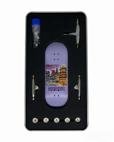 LEEFAI Pro Fingerboard Complete Set Up 34 * 96mm-Maples Wood Deck UV Printing Graphic 4.0 Trucks & 5 Urethane 65d Wheels-Op3ra Oriented Vibes