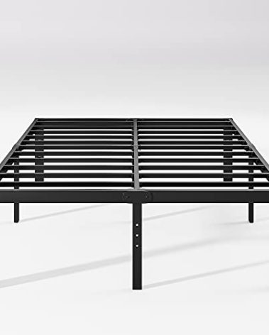Hunlostten 18in High Heavy Duty California King Bed Frames No Box Spring Needed, Metal Platform Cal King Bed Frame with Round Corners, Easy Assembly, Noise Free, Black