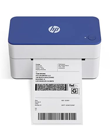 HP Shipping Label Printer, Commercial Grade Direct Thermal, Compact & Easy-to-use, High-Speed 300 DPI, Barcode, Compatible with, UPS, Ebay, ShipStation More, HPKE103, 7.9''x 4.6'' x 4.7'', white
