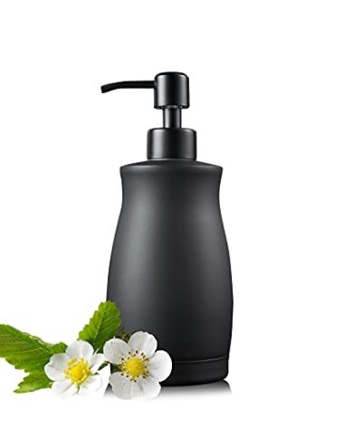 304 Stainless Steel Countertop Black Soap Dispenser Rust Resistant Leak-Proof Liquid Hand Sanitizer Pump with Hopper，for Kitchen Sink, Countertop, Bathroom (13.5oz/400ml)