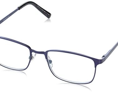 Foster Grant Men's Braydon Multifocus Rectangular Reading Glasses, Matte Navy Blue/Transparent, 54 mm + 3