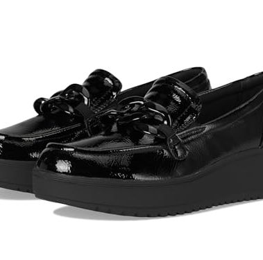 Clarks Collection Women's Zylah May Loafer, Black Crinkle Patent, 9 W US