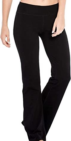 Houmous S-XXXL 29''31''33''35'' Inseam Women's Cotton Bootcut Pants Inner Pocket(Tall-35 Inseam-Black, X-Large)