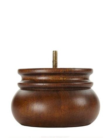 3" Tall Solid Wood Furniture Leg Brown Walnut Bun Foot- Set of 4
