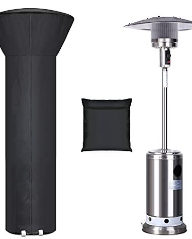 Hualedi Patio Heater Covers with Zipper and Storage Bag,Waterproof,Dustproof,Wind-Resistant,Sunlight-Resistant,Snow-Resistant,Black,89'' Height x 33" Dome x 19" Base