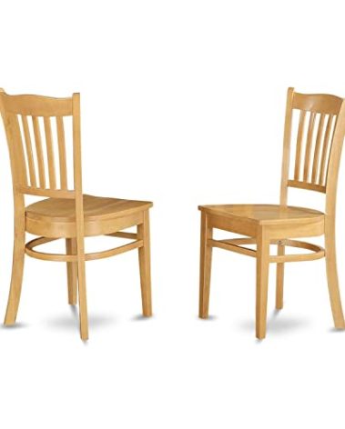 East West Furniture GRC-OAK-W Groton Kitchen Dining Chairs - Slat Back Wooden Seat Chairs, Set of 2, Oak