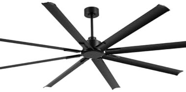 ZOEYON 96 Inch Industrial Ceiling Fan - Large Ceiling Fan with DC Motor, 3 Downrods, 6-Speed Remote Control, 8 Reversible Aluminum Blades, Black Commercial Ceiling Fans for Shop/Gym/Warehouse/Garage