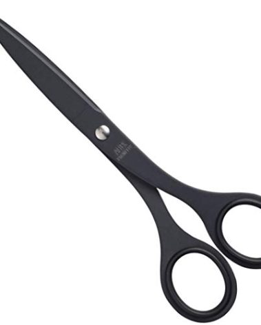 ALLEX Black Scissors for Office 6.5" All Metal Japanese Stainless Steel, Non Stick Coated Blade, Black, Made in JAPAN