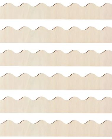 Threehoney 6 Pack Unfinished Scalloped Decorative Wood Trim Scalloped Edge Decorative Wood Molding Cute DIY Moulding Trim for Christmas Home Wall Cabinet Shelf and Window Door (15.75 x 1.57 Inch)