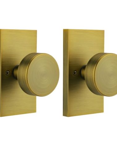 HIEMEY Antique Brass Dummy Door Knobs Interior, Modern Vintage Brass Dummy Door Handles for Bifold and Closet Rectangle, 2 Pack