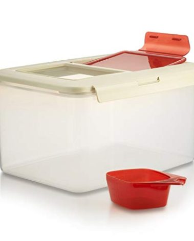 Komax Biokips Extra Large Food Containers, 20lb Food Storage Bins with Lids & Scooper, BPA Free Airtight Kitchen Storage Containers to Store Dry Food, Cat/Dog Food Storage Container (13 x 10 x 7.5)