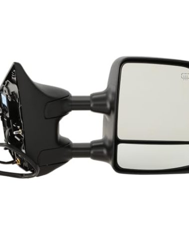 JC Whitney Passenger Side Power Heated Towing Mirror for Nissan Titan 2004-2015 With Memory Chrome With Towing Package JNS79CR