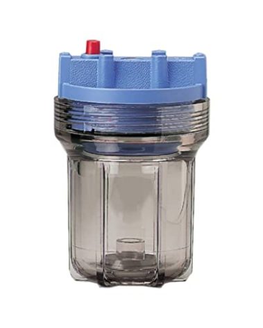 Pentair Pentek 158110 Traditional Slim Line Filter Housing, 3/8" NPT #5 Under Sink Clear Water Filter Housing with Pressure Relief Button, 5-Inch, Blue