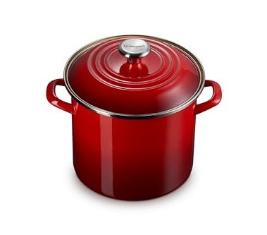 Le Creuset Enamel on Steel Traditional Stockpot, 8 qt., Cerise with Stainless Steel Knob