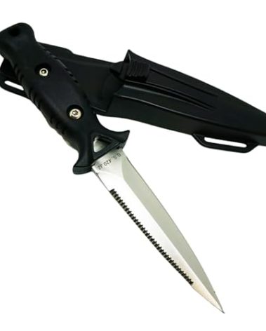 Scuba Choice Titanium Talon Spearfishing Dive Knife, 8.5" Black - Low Volume Point-Tip, Full Tang Stainless Steel Blade with Straps, Premium Modern Tool for Safety, Precision & Durability