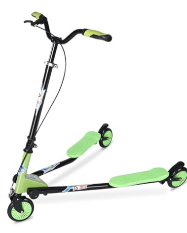 AODI Swing Wiggle Scooter, 3 Wheels Drifting Folding Kick Scooter with 4-Level Adjustable Height/Foldable for Kids/Woman/Men Age 6+ Years Old