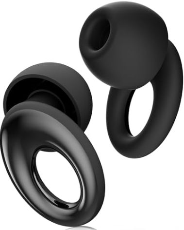 Ear Plugs for Sleeping Noise Cancelling, Concert Ear Plugs with 30dB Noise Reduction, Reusable Silicone Earplugs for Sleep, Travel, Work, Study, Comfortable Fit with 4 Sizes and Carrying Case (Black)