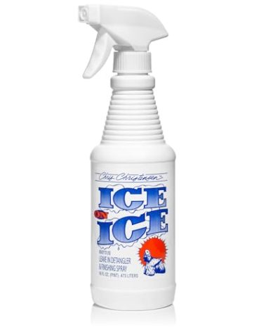 Chris Christensen Ice on Ice Detangler and Finishing Dog Spray, Groom Like a Professional, Ready to Use, Helps Brush/Comb Glide Through Coat, Conditions, No Residue, All Coat Types, Made in USA, 16 oz