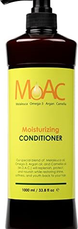 Moac Moisturizing Conditioner 33.8 fl.oz., Daily Hydration for All Hair Types, Enriched with Melaleuca, Omega-3, Argan & Camellia Oils, Rich Conditioning Formula for Smooth & Nourished Hair