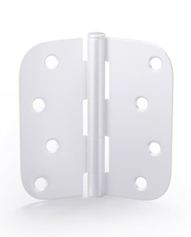 6 Pack goldenwarm 4 inch White Door Hinges Exterior Door Hinges - Residential Hinges for Interior and Exterior Doors, 5/8" Radius Corners, Iron