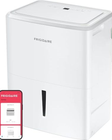 Frigidaire 50-Pint Portable Dehumidifier with Wi-Fi and Energy Star Certification for Medium/Large Rooms & Basements, Custom Humidity Control, Auto Shut Off, White
