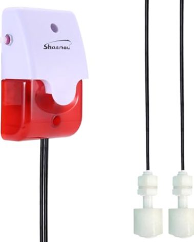 High / Low Water Level Sensor Detector Alarm 120 dB Red Strobe Siren, Adjustable Alarm Volume, Sump Bobber Water leak Sensor,16.4ft Probe Cord, Suitable for Water Tank/Aquarium, Swimming Pool/Basement
