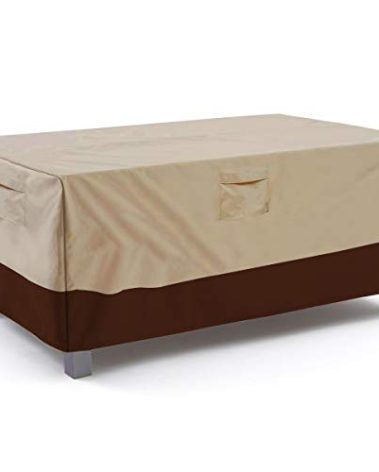 Vailge Rectangular/Oval Patio Table Cover, Heavy Duty and Waterproof Outdoor Lawn Patio Furniture Covers, X-Large Beige & Brown
