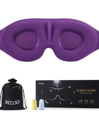 MZOO Luxury Sleep Eye Mask for Side Sleeper Men Women, Zero Eye Pressure 3D Sleeping Mask, Light Blocking Patented Design Night Blindfold, Soft Eye Shade Cover for Travel, Purple