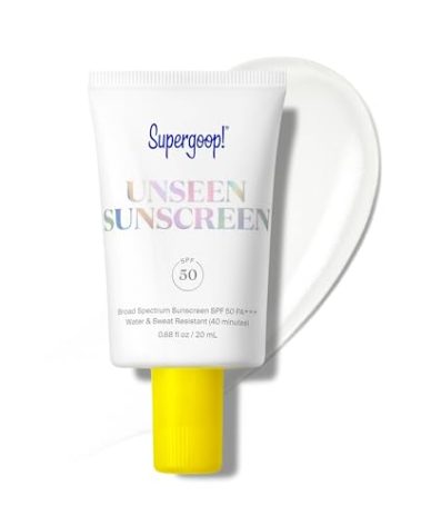 Supergoop! Unseen Sunscreen - SPF 50 - Clear & Invisible Face Sunscreen + Broad Spectrum + Makeup-Gripping Primer - Weightless, Scentless, Oil Free - For All Skin Types & Tones - 0.68 fl oz
