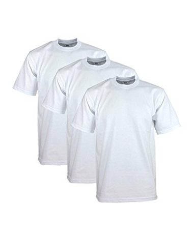 Pro Club Men's 3-Pack Heavyweight Cotton Short Sleeve Crew Neck T-Shirt, White, Large