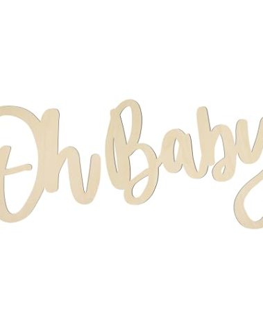 Oh Baby Sign - Wood Color | Perfect for Baby Showers, Gender Reveal Parties, Baby's 1st Birthday, and Photo Backdrops | Boy/Girl Decorations and Party Background
