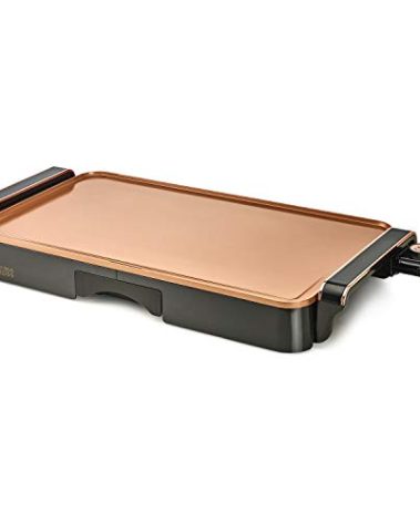CRUX Electric Griddle with Nonstick Ceramic Coating, Cool-Touch Handles, and Slide-Out Drip Tray - Indoor Grill for Breakfast, Eggs, Pancakes, and Burgers