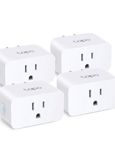 TP-Link Tapo Smart Plug Mini, Matter Compatible, Compatible with Alexa, Google Home & Samsung SmartThings, Energy Monitoring, 15A, UL Certified, 2.4G Wi-Fi Only, Tapo P110M(4-Pack)