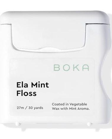 Boka Ela Mint Expandable Woven Dental Floss, Made from Plant-Based Vegetable Wax, Teflon-Free, 30 Yards of Waxed Floss (Pack of 1)