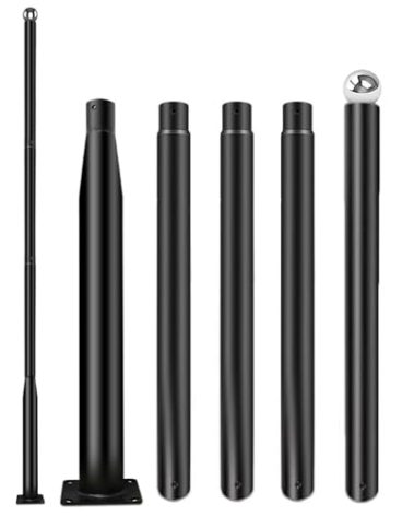 iFvBey Street Light Pole 16ft Tall - Black Outdoor Adjustable Metal Street Lamp Post for Lights with Mounting Steel Anchors