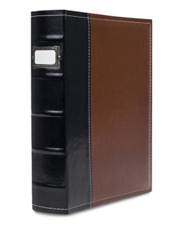 Bellagio-Italia 3-Ring Office Binder - Faux Leather - 225-Sheet Storage Capacity - File Storage for Presentations, Documents & Trading Cards - 1 Pack - Brown