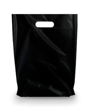 BLACK PLASTIC MERCHANDISE STORE BAGS, different sizes 9"x12", 12"x15", 15"x18" PACKS of 100/200/500 Retail Product Bags I 100% Recyclable (500, 9"x12")