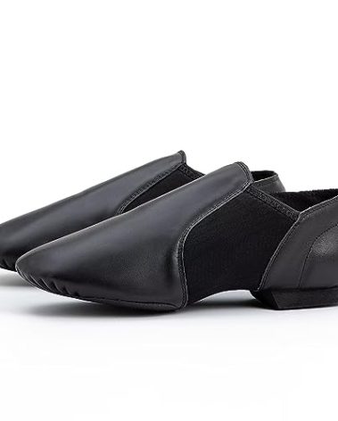 Asyusyu Dance Jazz Shoes Cowhide Leather Jazz Shoes for Women Men Adult-Black,7